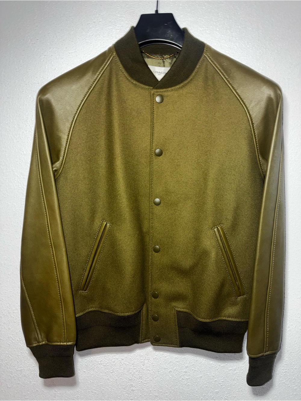 NWT Coach 1941 Civilian Varsity Jacket Olive Wool Leather Size 46